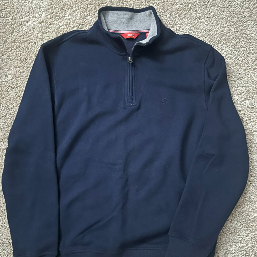 Blue IZOD Quarter-Zip Sweater (Size M)